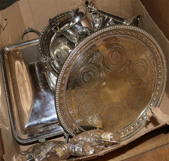 Silver plated items- cake basket, salver entree dish